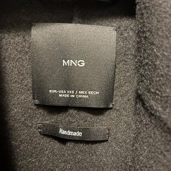 MANGO Wool Blend Belted Wrap Coat XXS Black NWOT - Picture 9 of 10